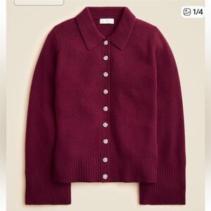 J. Crew Milano-Stitch Cinched-Waist Cardigan in Deep Burgundy